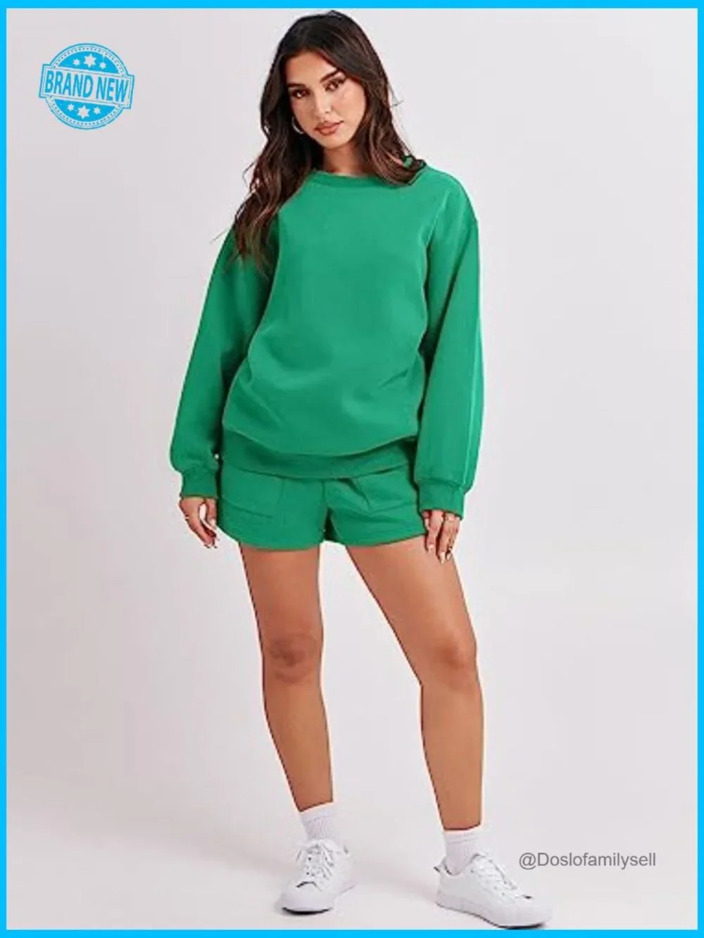 2 Piece Outfits Sweat Shorts Sets Oversized Casual Lounge Matching Set